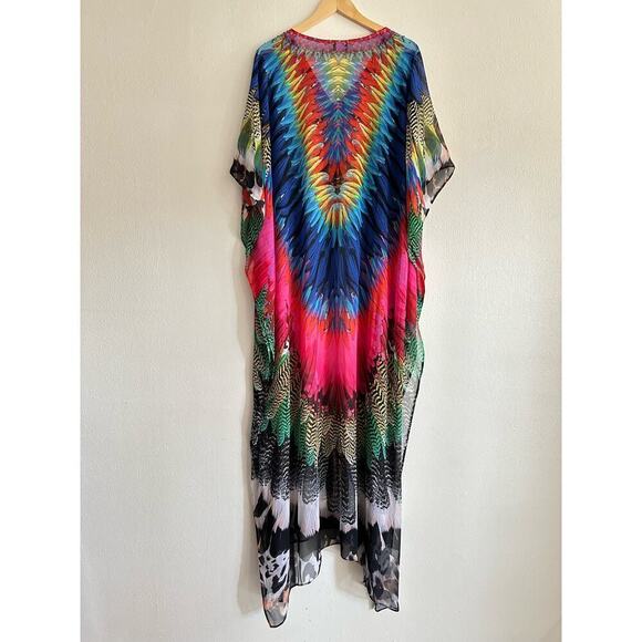 Sakkas Georgettina Flowy Rhinestone‎ V Neck Long Caftan Dress/Cover Up - Picture 4 of 8